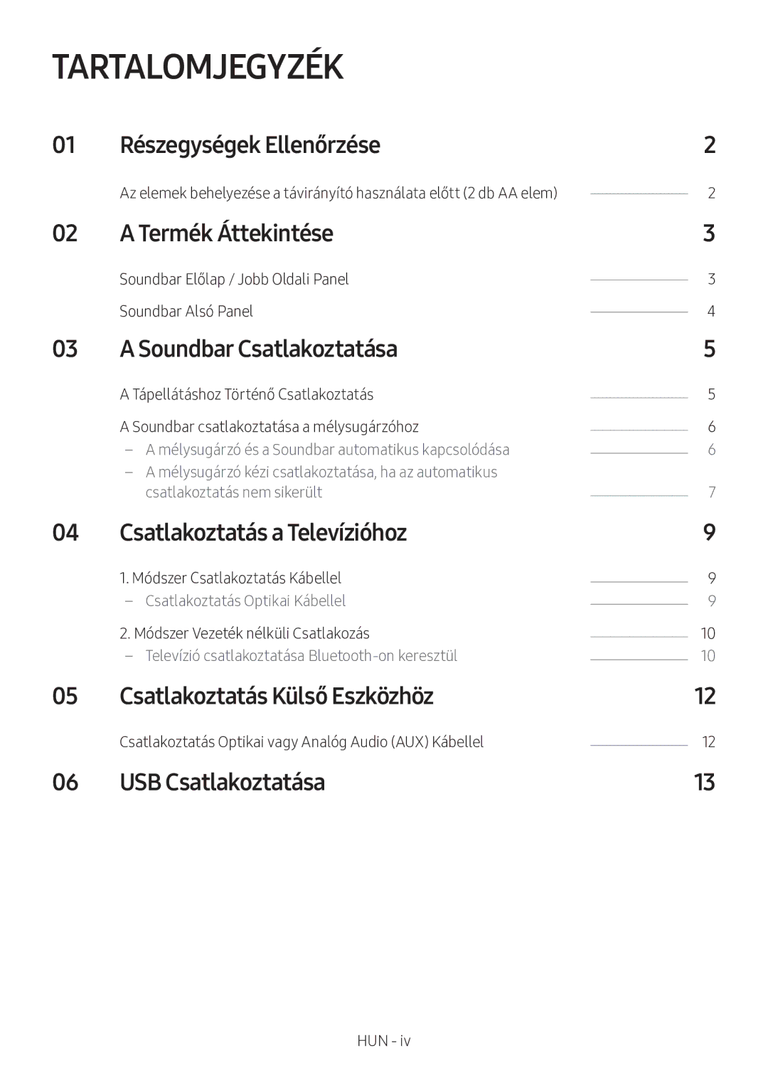 Samsung HW-M360/ZF, HW-M360/EN, HW-M360/ZG manual Tartalomjegyzék 