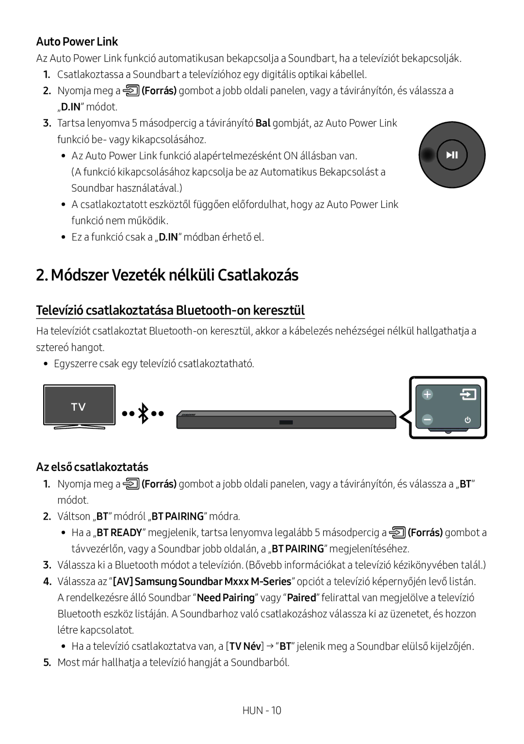 Samsung HW-M360/EN, HW-M360/ZG manual Módszer Vezeték nélküli Csatlakozás, Televízió csatlakoztatása Bluetooth-on keresztül 