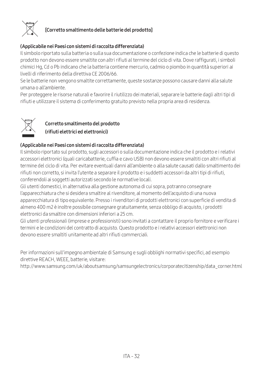 Samsung HW-M360/EN, HW-M360/ZG, HW-M360/ZF manual Applicabile nei Paesi con sistemi di raccolta differenziata 