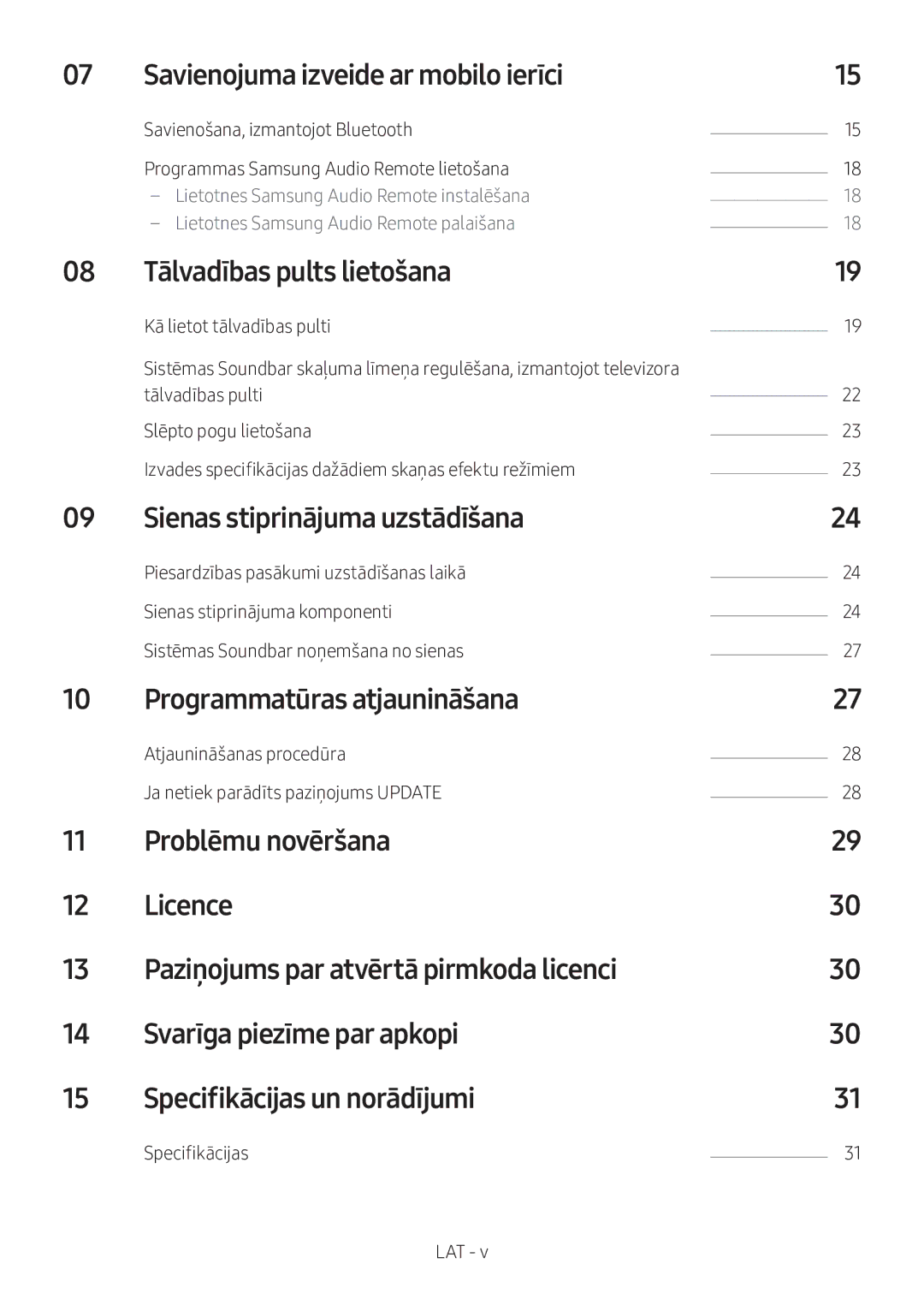 Samsung HW-M360/ZG manual Savienojuma izveide ar mobilo ierīci, Tālvadības pults lietošana, Sienas stiprinājuma uzstādīšana 