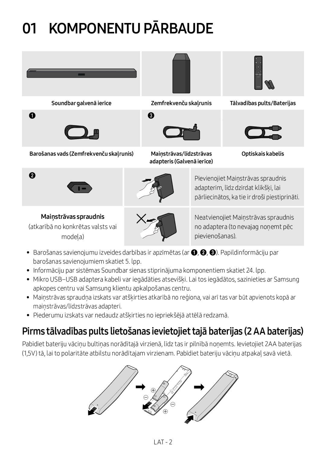 Samsung HW-M360/ZF Komponentu Pārbaude, Soundbar galvenā ierīce, Zemfrekvenču skaļrunis, Atkarībā no konkrētas valsts vai 