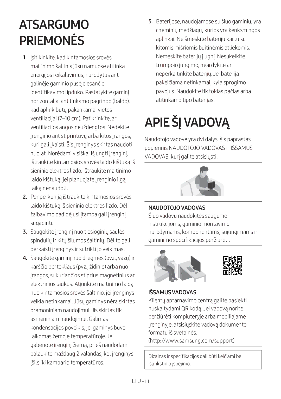 Samsung HW-M360/ZG, HW-M360/EN, HW-M360/ZF manual Atsargumo Priemonės, Apie ŠĮ Vadovą, Naudotojo Vadovas, Išsamus Vadovas 