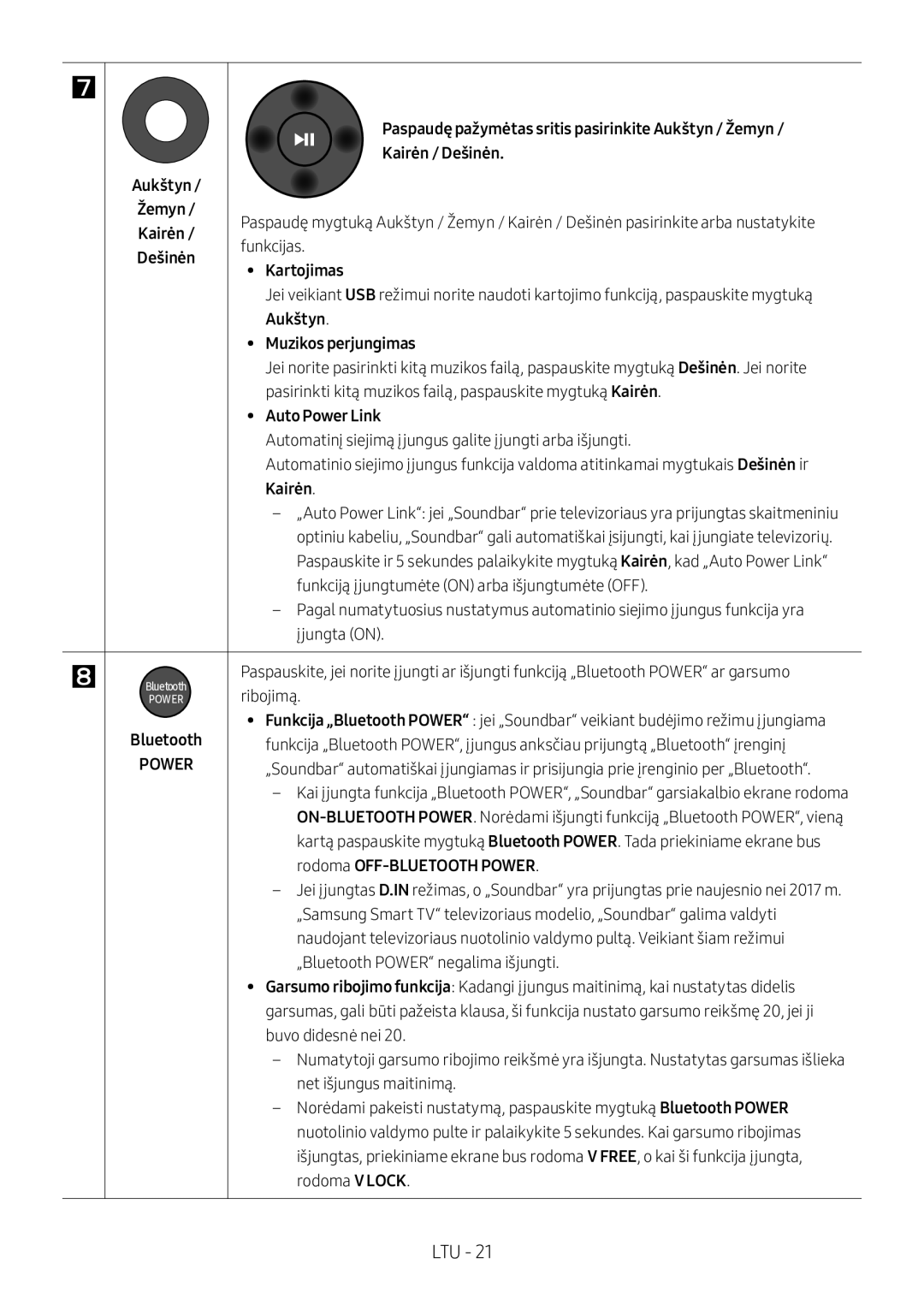 Samsung HW-M360/ZF, HW-M360/EN manual Paspaudę pažymėtas sritis pasirinkite Aukštyn / Žemyn, Kairėn / Dešinėn, Kartojimas 