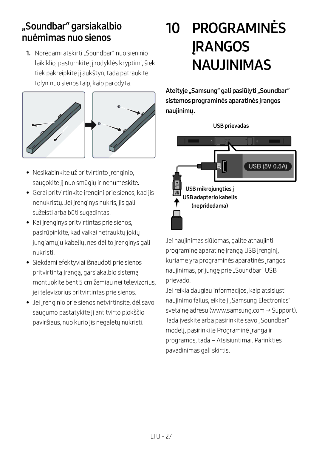 Samsung HW-M360/ZF, HW-M360/EN, HW-M360/ZG manual Programinės Įrangos Naujinimas, USB prievadas, Nepridedama 