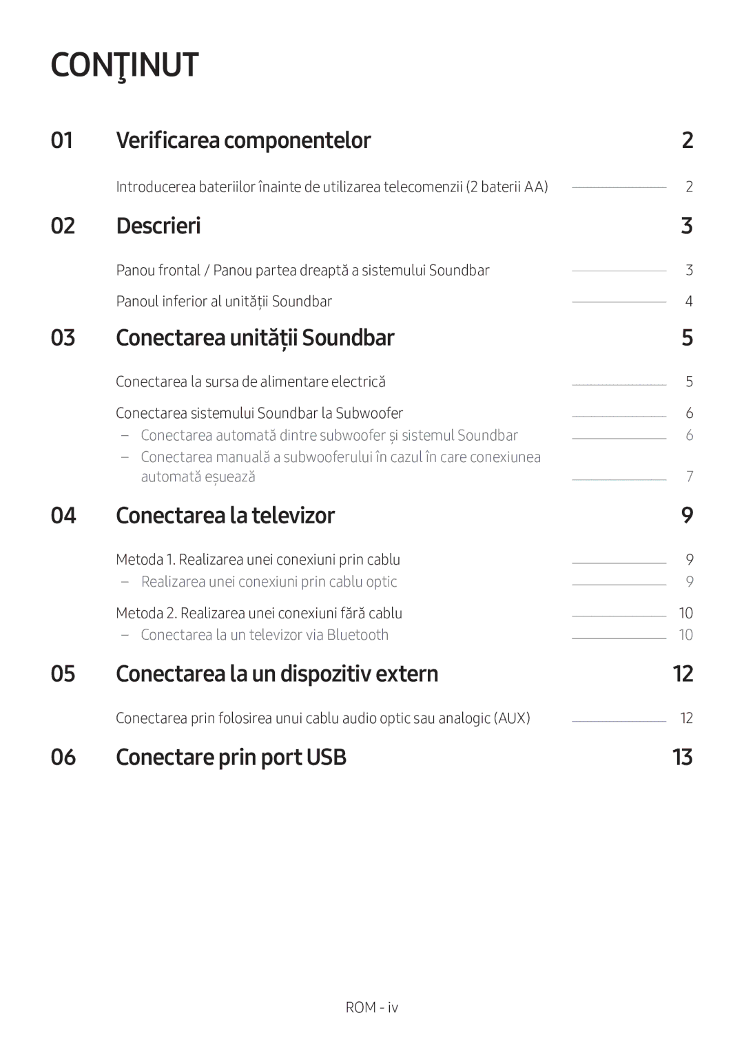 Samsung HW-M360/EN, HW-M360/ZG, HW-M360/ZF manual Conţinut 