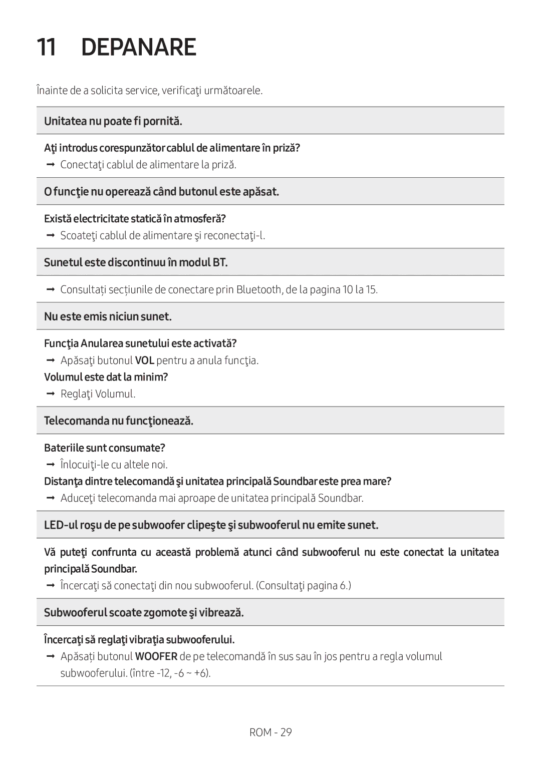 Samsung HW-M360/ZF, HW-M360/EN, HW-M360/ZG manual Depanare 