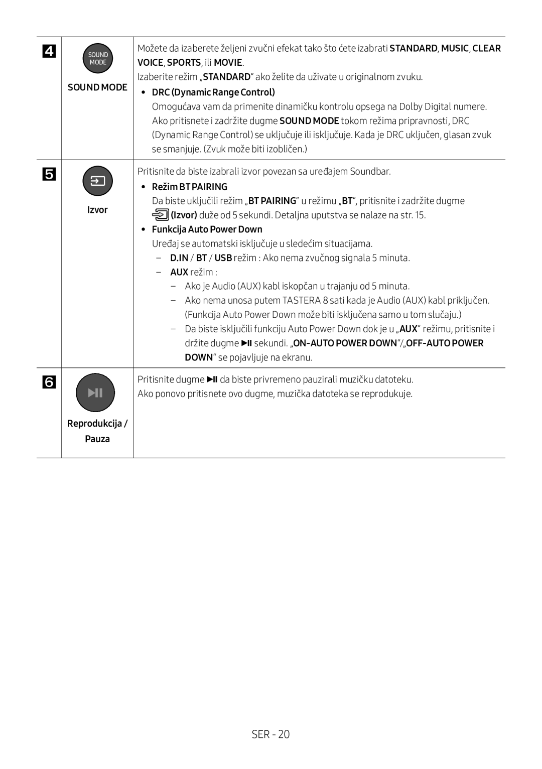 Samsung HW-M360/ZG, HW-M360/EN manual VOICE, SPORTS, ili Movie, Se smanjuje. Zvuk može biti izobličen, Režim BT Pairing 