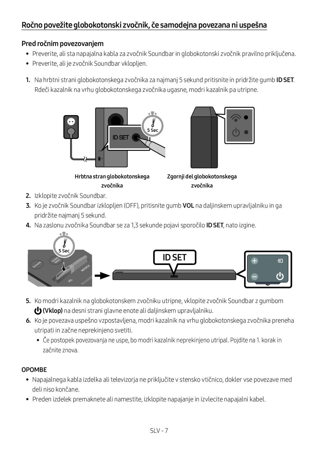 Samsung HW-M360/ZG, HW-M360/EN, HW-M360/ZF Pred ročnim povezovanjem, Opombe, Hrbtna stran globokotonskega, Zvočnikazvočnika 