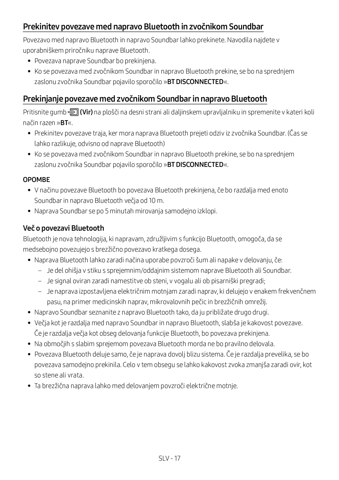 Samsung HW-M360/ZF, HW-M360/EN, HW-M360/ZG manual Več o povezavi Bluetooth 