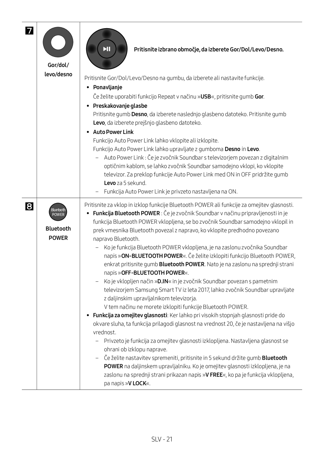 Samsung HW-M360/EN, HW-M360/ZG, HW-M360/ZF manual Preskakovanje glasbe, Napis »OFF-BLUETOOTH POWER« 