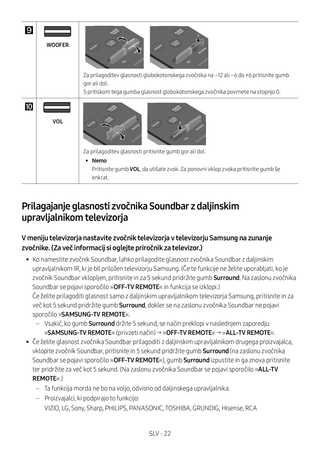 Samsung HW-M360/ZG, HW-M360/EN, HW-M360/ZF manual Za prilagoditev glasnosti pritisnite gumb gor ali dol, Nemo 