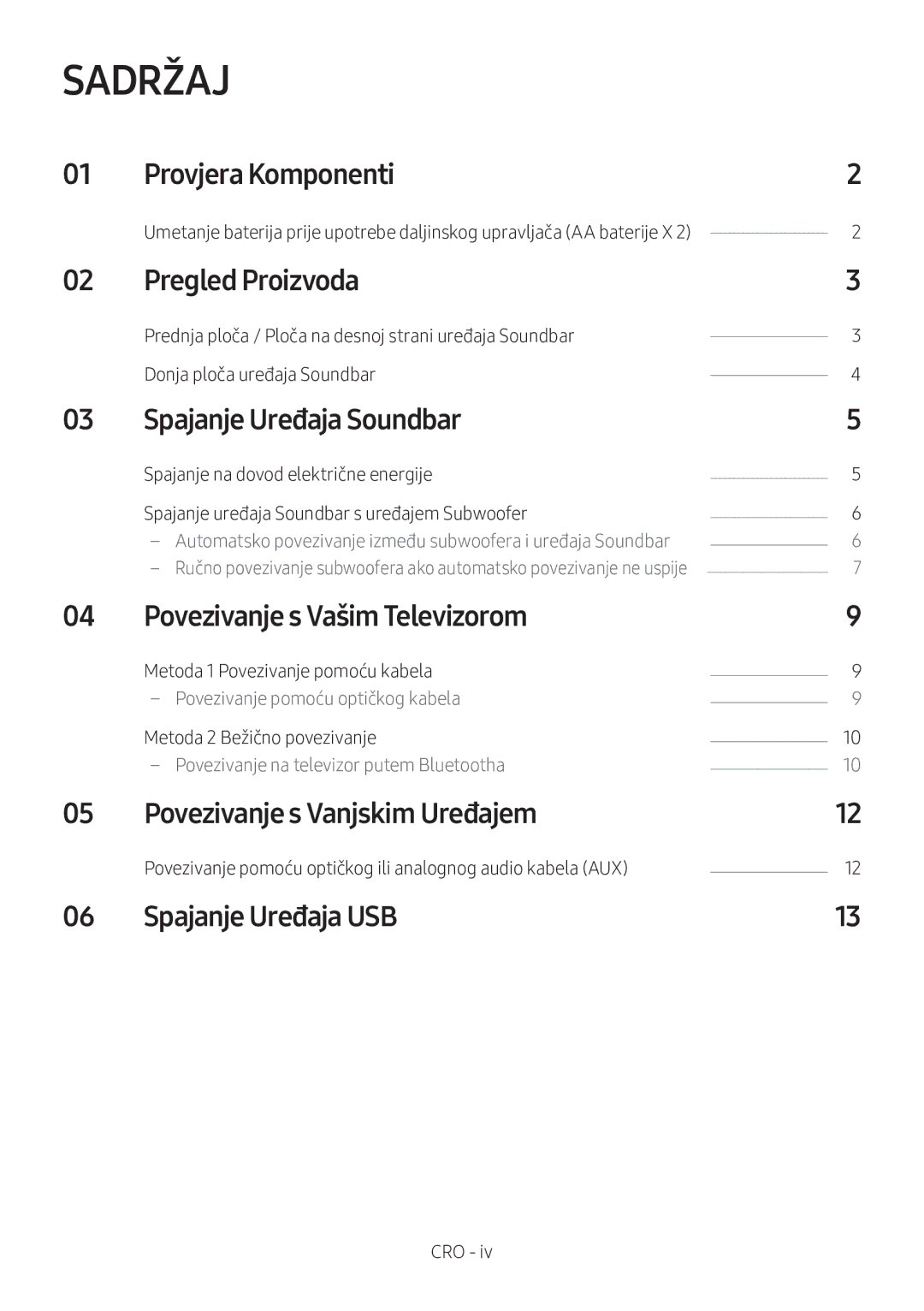 Samsung HW-M360/ZF, HW-M360/EN, HW-M360/ZG manual Sadržaj 