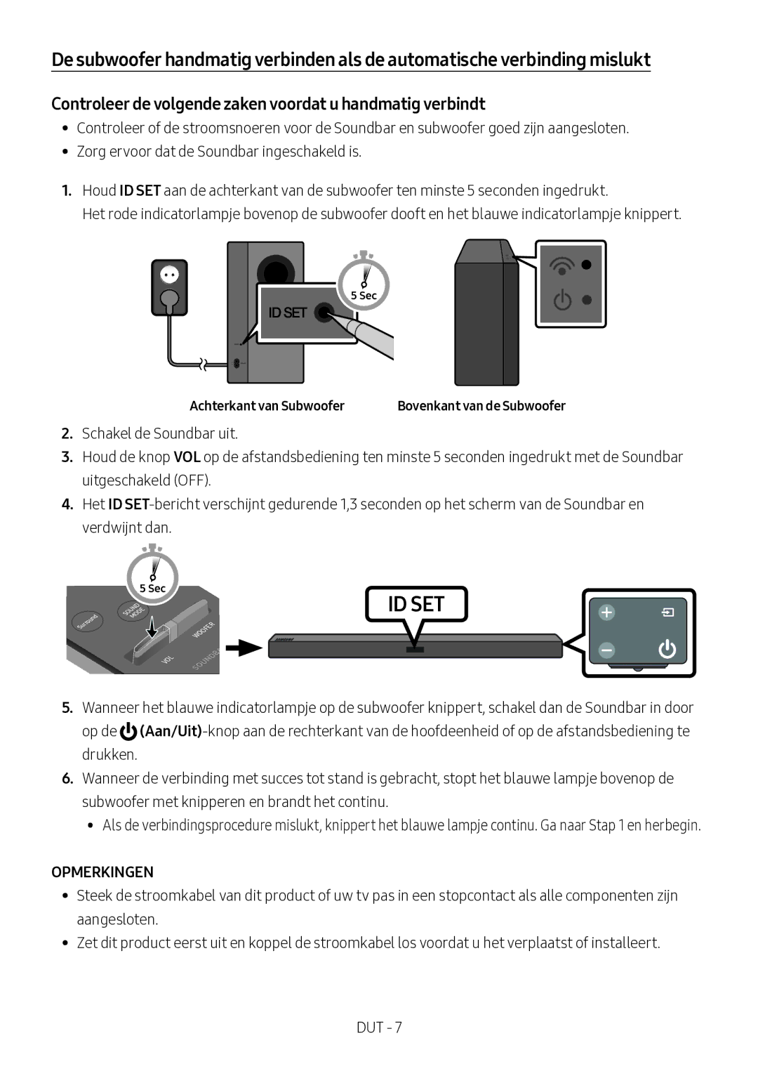 Samsung HW-M360/EN, HW-M360/ZG, HW-M360/ZF manual Opmerkingen, Achterkant van Subwoofer 