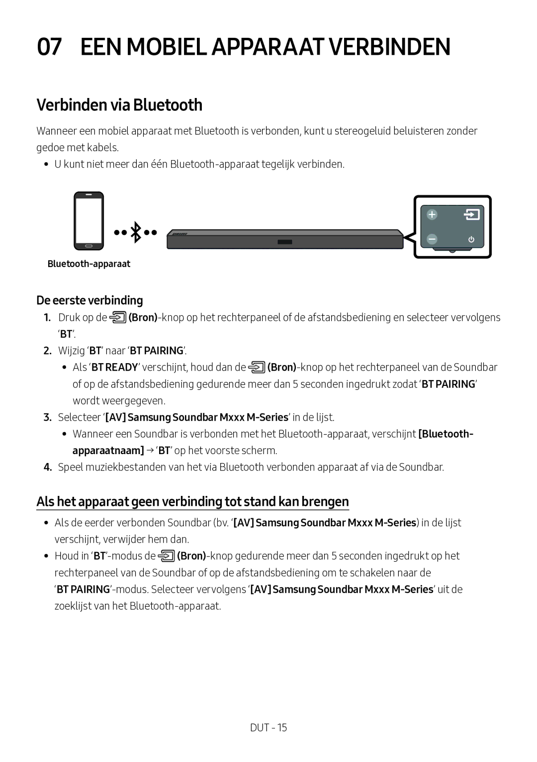 Samsung HW-M360/ZF, HW-M360/EN, HW-M360/ZG manual EEN Mobiel Apparaat Verbinden, Verbinden via Bluetooth, Bluetooth-apparaat 