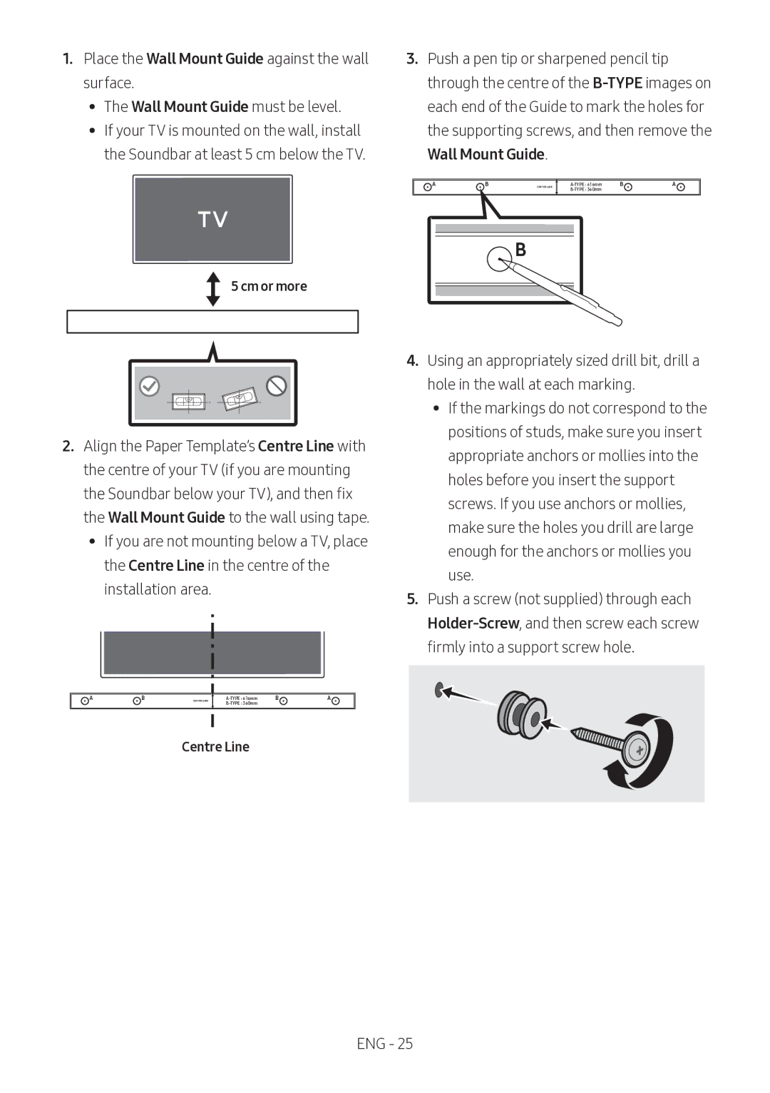 Samsung HW-M360/ZF, HW-M360/EN, HW-M360/ZG manual Cm or more, Centre Line 