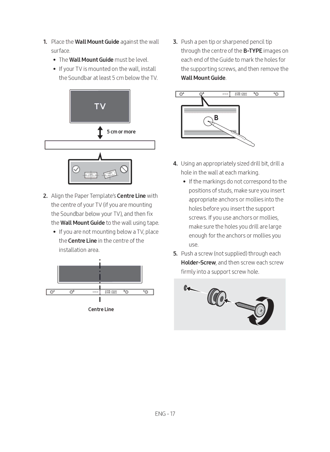 Samsung HW-M360/ZG, HW-M360/EN manual Cm or more, Centre Line 