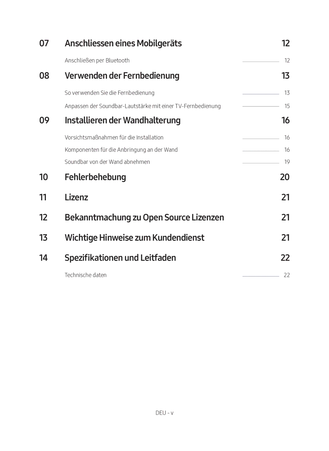 Samsung HW-M360/ZG, HW-M360/EN Anschliessen eines Mobilgeräts, Verwenden der Fernbedienung, Installieren der Wandhalterung 