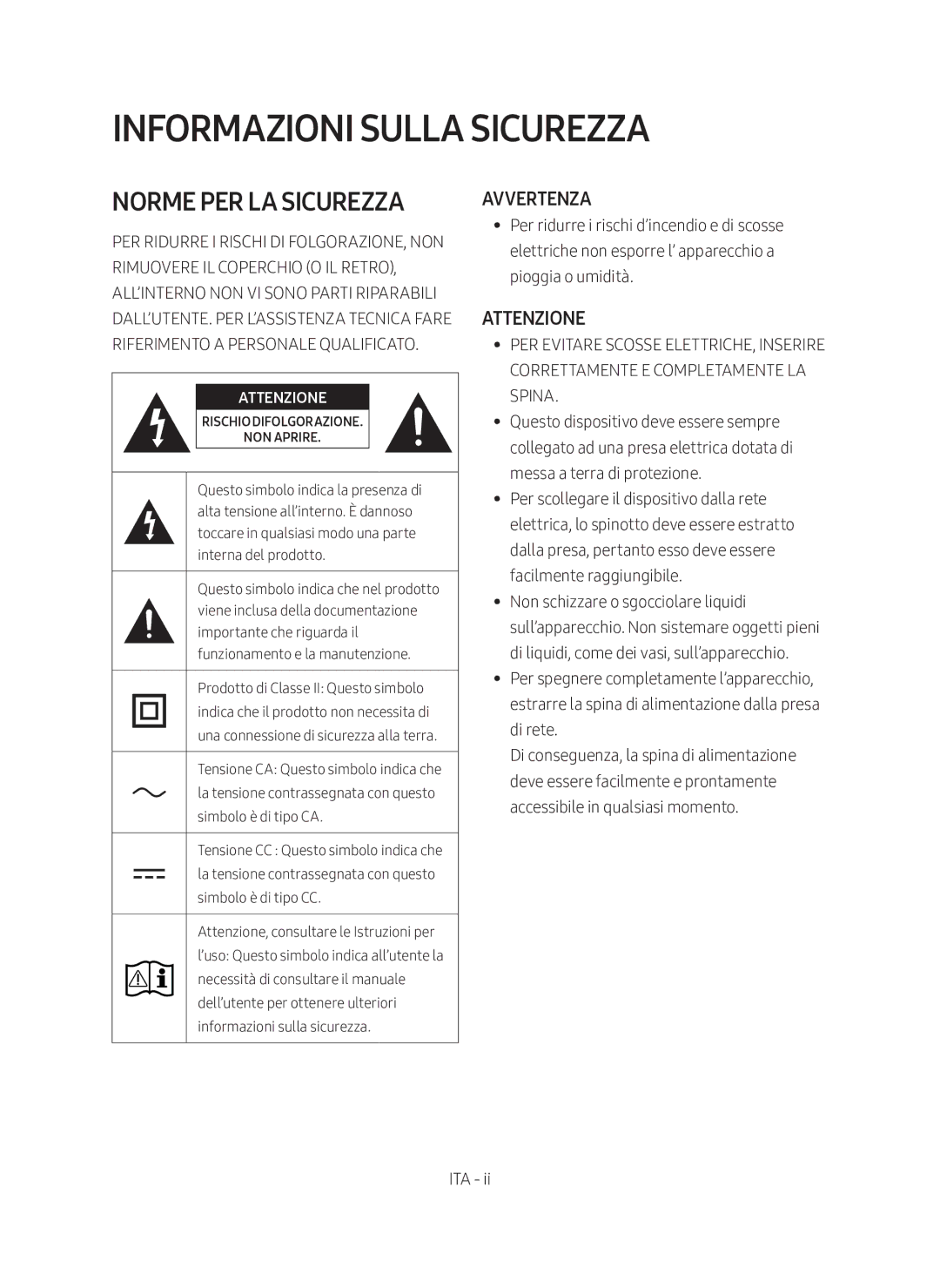 Samsung HW-M360/EN, HW-M360/ZG manual Informazioni sulla sicurezza, Norme PER LA Sicurezza 