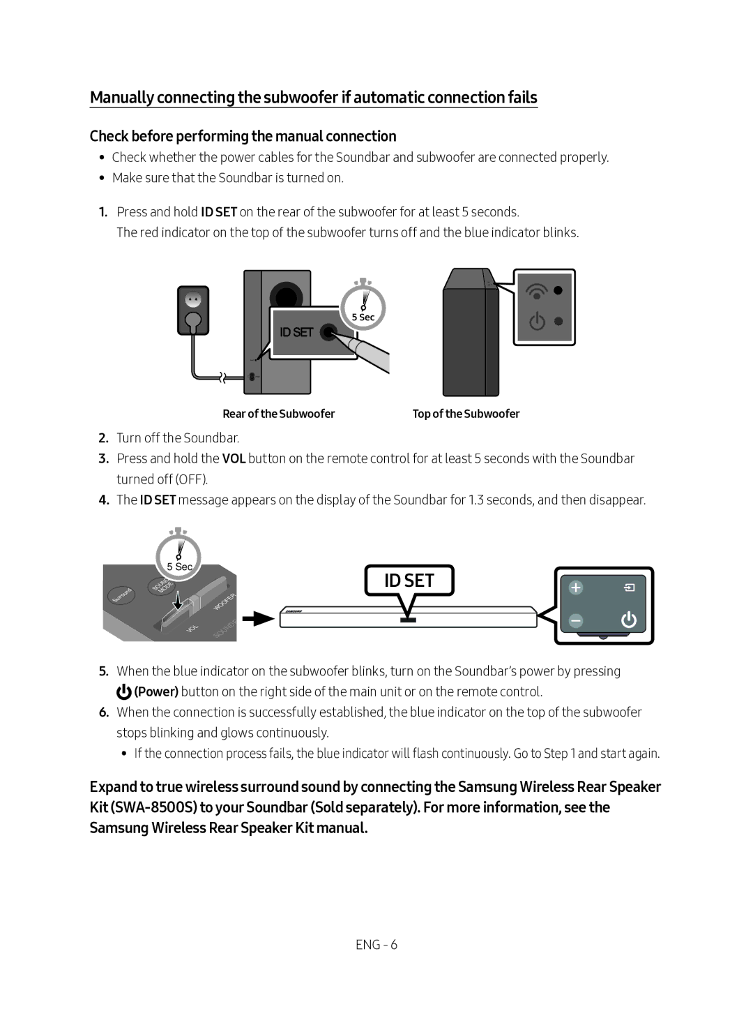 Samsung HW-M360/EN Check before performing the manual connection, Rear of the Subwoofer 