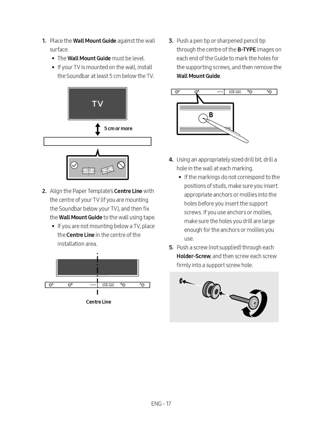 Samsung HW-M360/EN manual Cm or more, Centre Line 