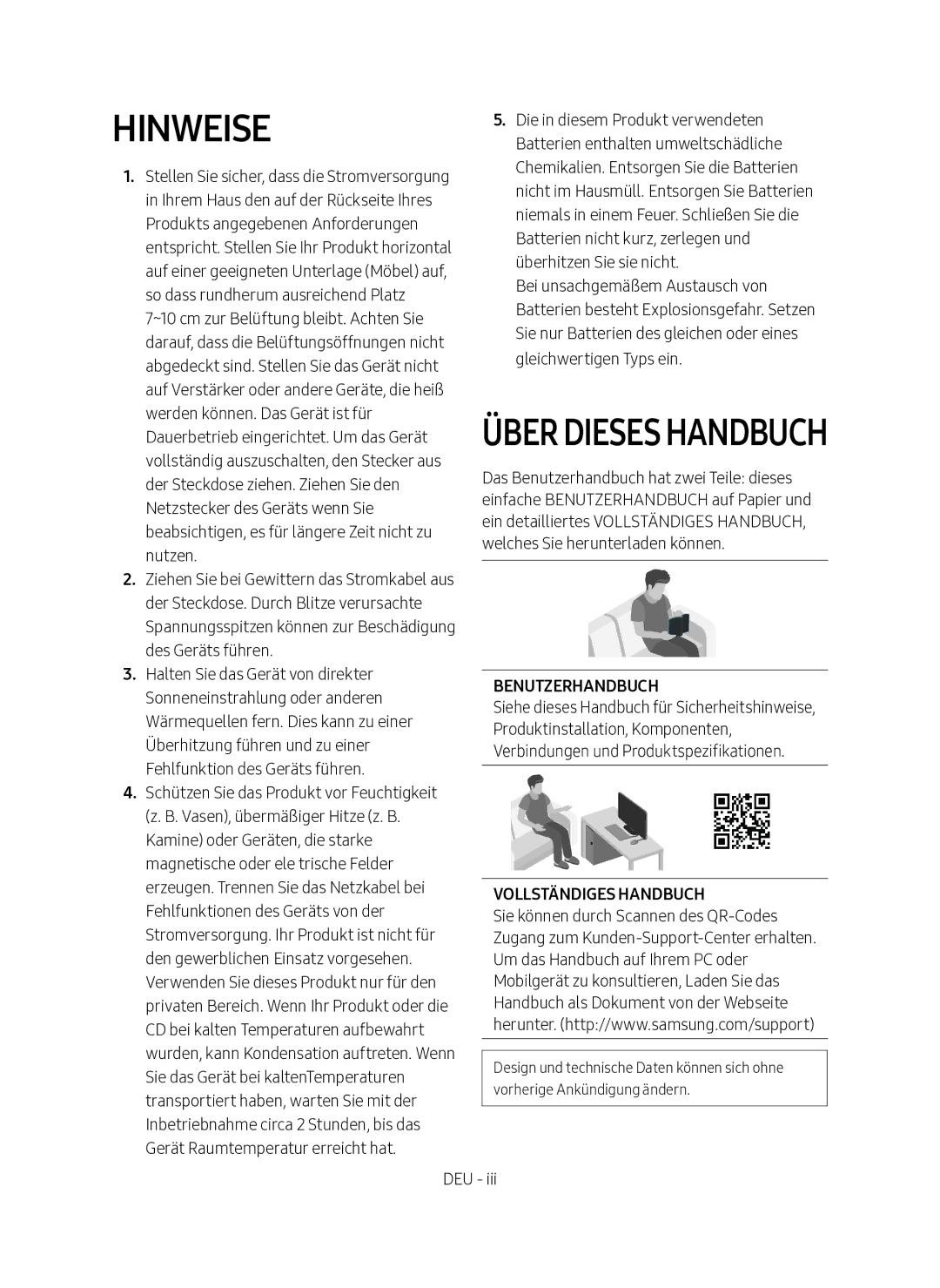 Samsung HW-M360/EN manual Hinweise, Über Dieses Handbuch 