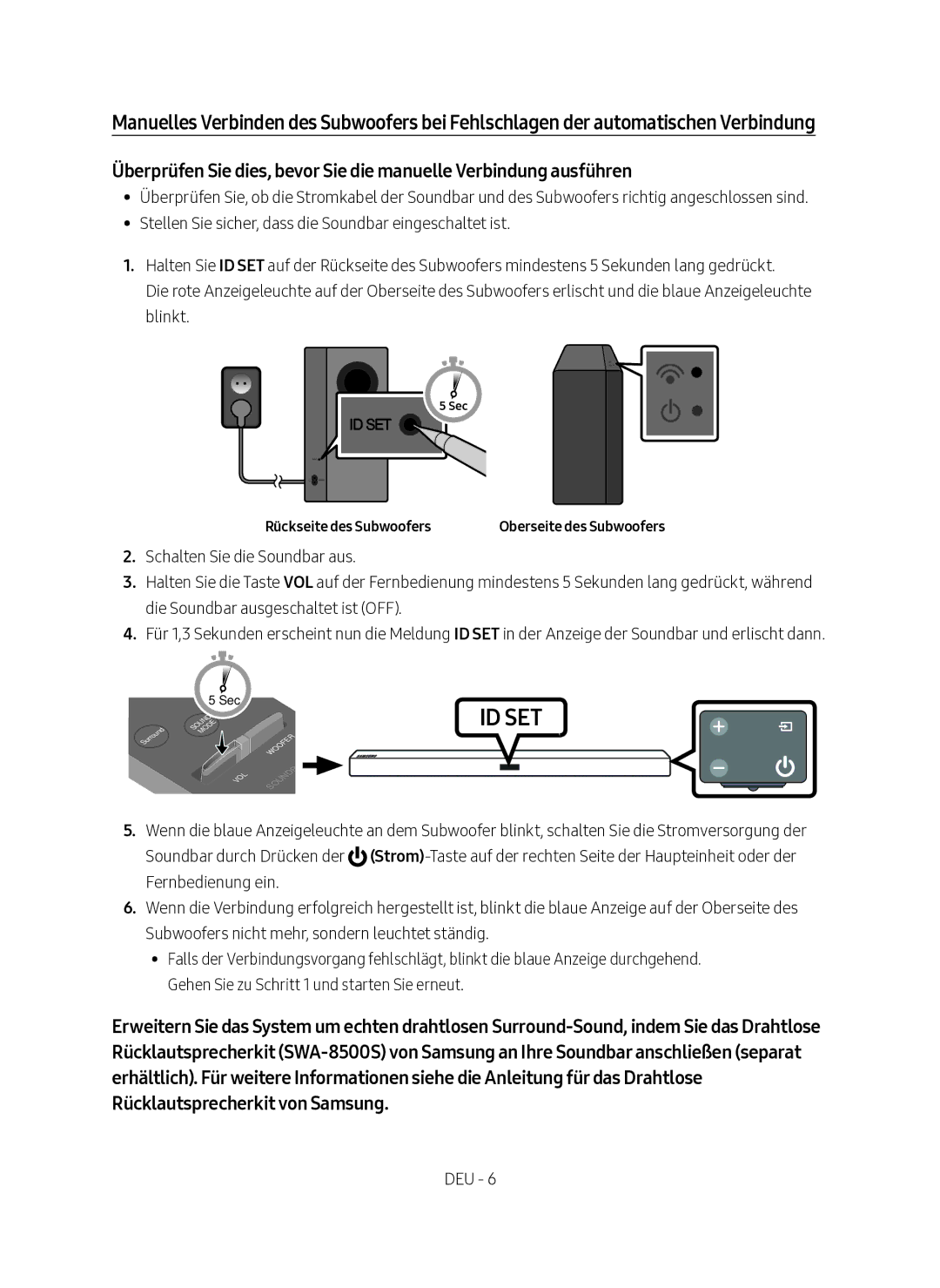 Samsung HW-M360/EN manual Rückseite des Subwoofers 