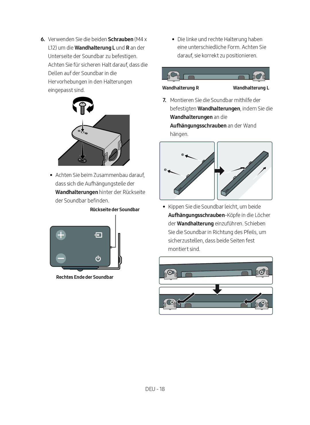 Samsung HW-M360/EN manual Rückseite der Soundbar Rechtes Ende der Soundbar 