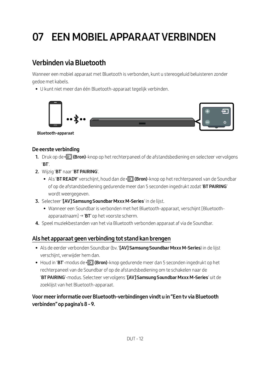 Samsung HW-M360/EN manual Een Mobiel Apparaat Verbinden, Verbinden via Bluetooth, Bluetooth-apparaat 