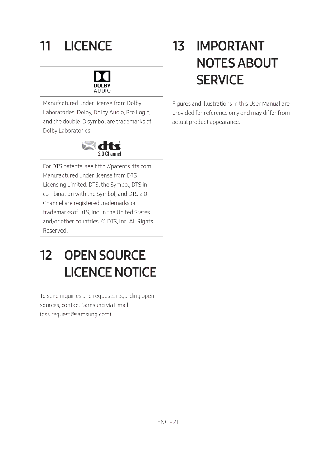 Samsung HW-M360/XV manual Licence Service, Open Source Licence Notice 