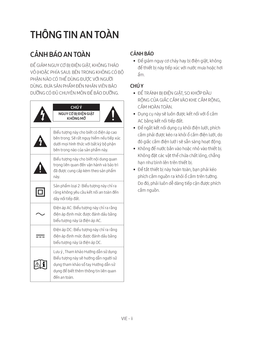 Samsung HW-M360/XV manual Thông tin an toàn 