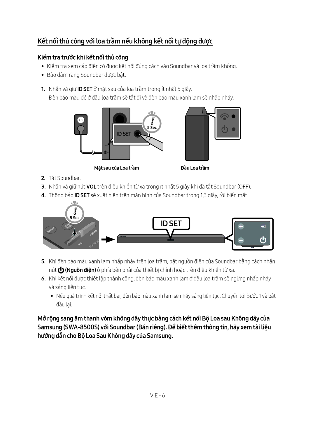 Samsung HW-M360/XV manual Kiểm tra trước khi kết nối thủ công, Nú́t, Mặt sau của Loa trầm 