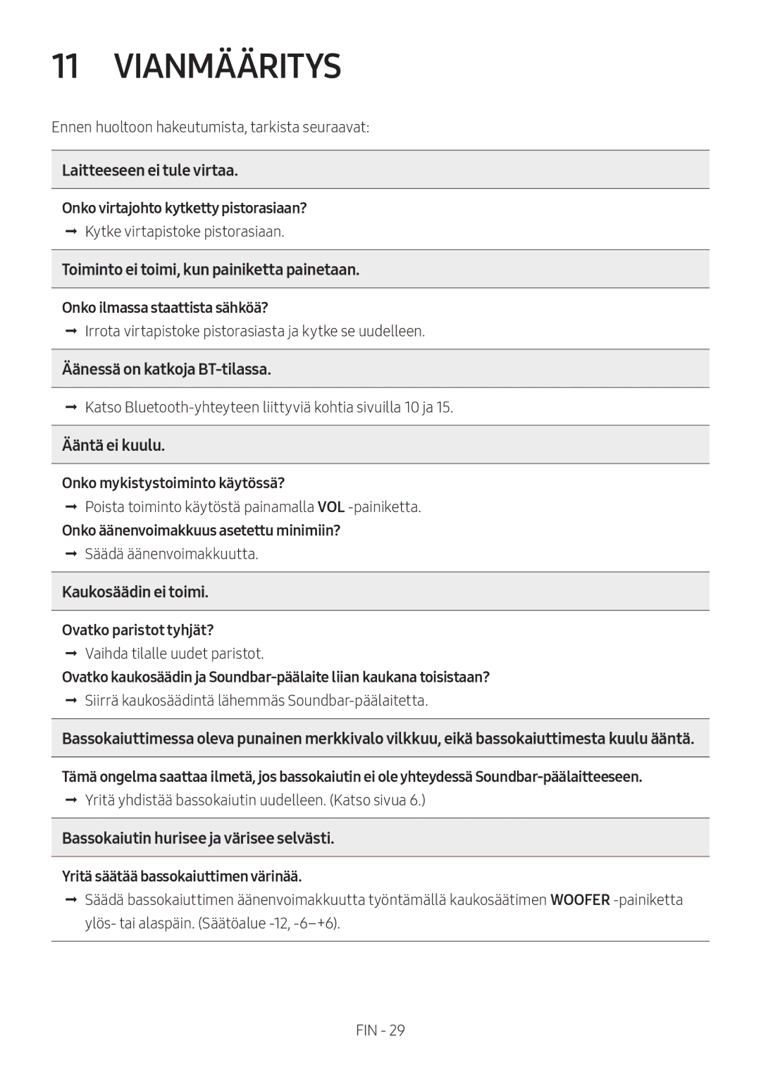 Samsung HW-M369/XE manual Vianmääritys 