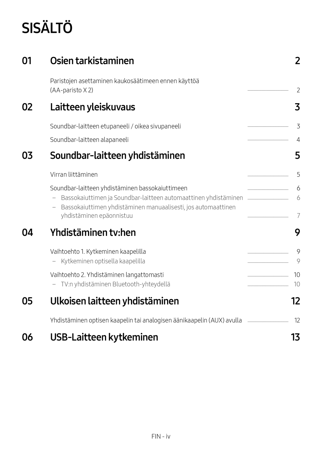 Samsung HW-M369/XE manual Sisältö 