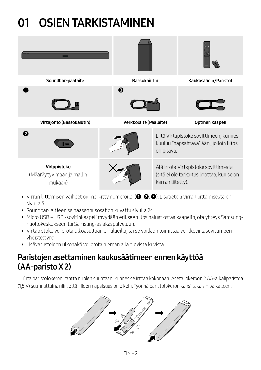 Samsung HW-M369/XE manual Osien Tarkistaminen, Sitä ei ole tarkoitus irrottaa, kun se on 