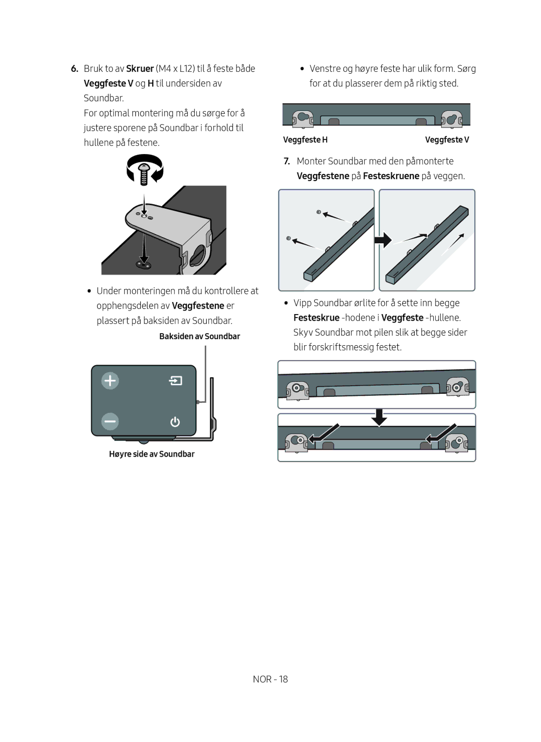 Samsung HW-M369/XE manual Baksiden av Soundbar Høyre side av Soundbar 