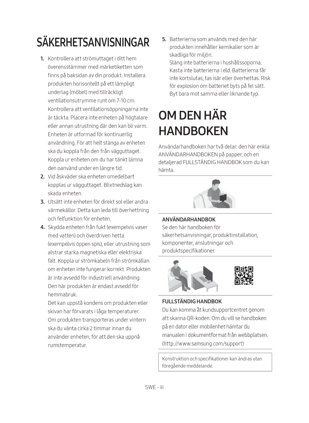 Samsung HW-M369/XE manual Om den här handboken, Säkerhetsanvisningar 