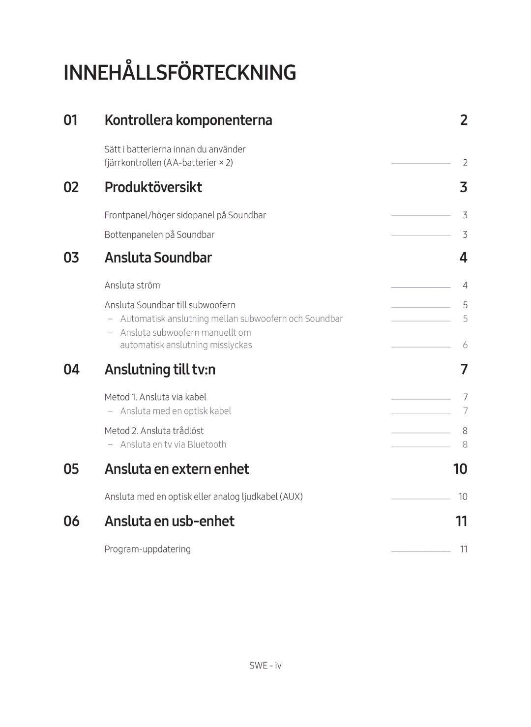 Samsung HW-M369/XE manual Innehållsförteckning 