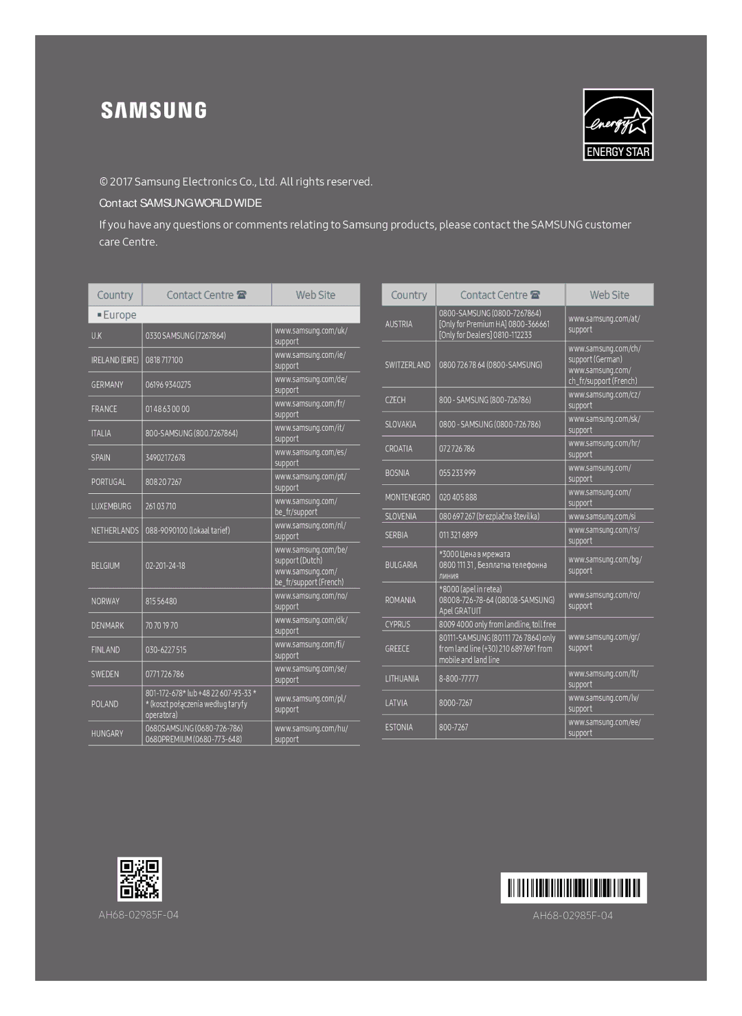 Samsung HW-M369/XE manual Contact Samsung World Wide 