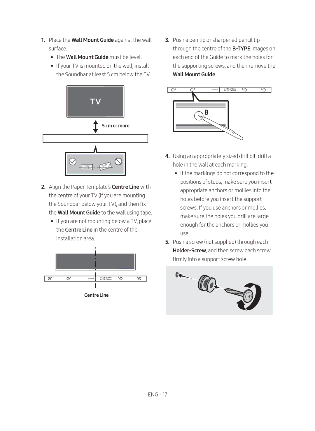 Samsung HW-M369/XE manual Cm or more, Centre Line 