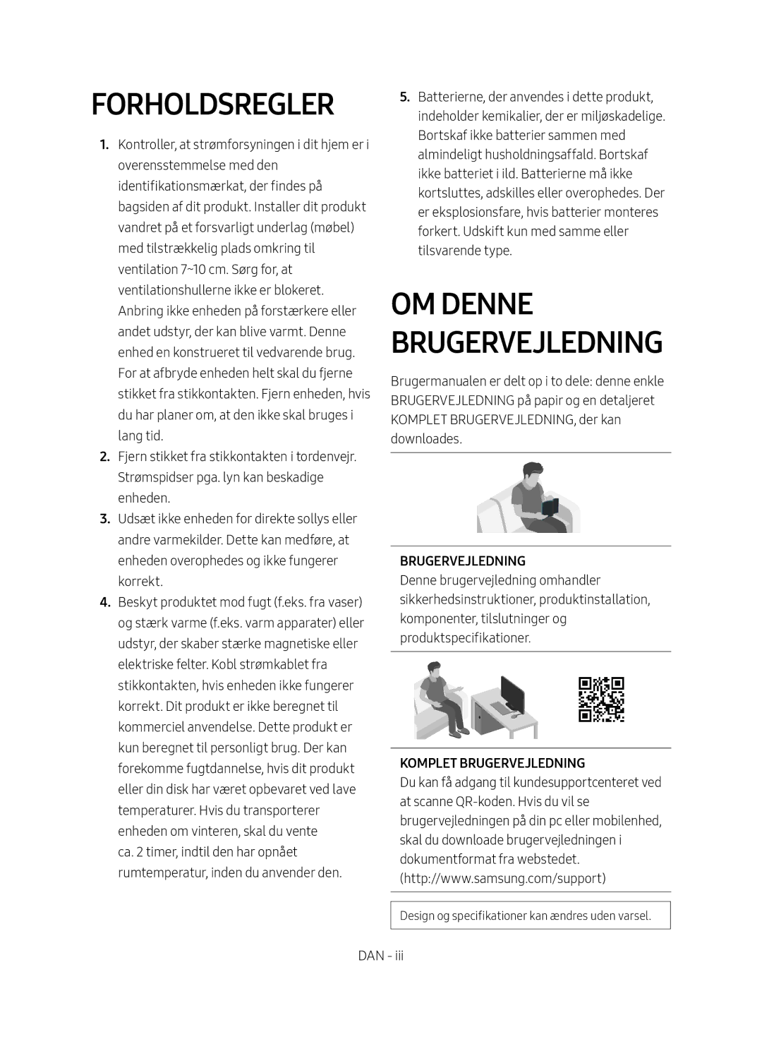 Samsung HW-M369/XE manual Forholdsregler, Om denne brugervejledning 