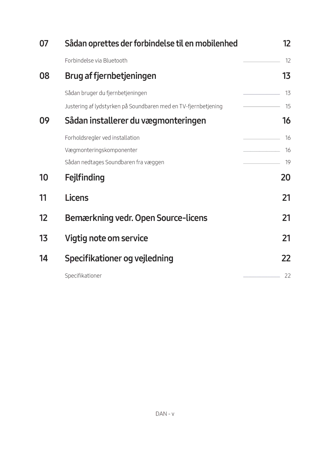 Samsung HW-M369/XE manual Brug af fjernbetjeningen, Sådan installerer du vægmonteringen, Forbindelse via Bluetooth 