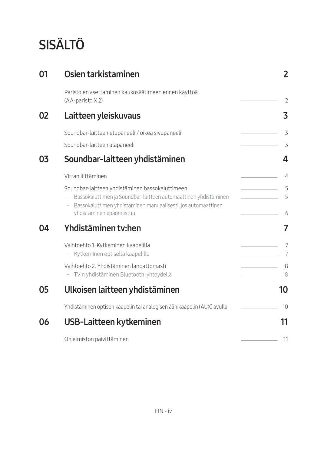 Samsung HW-M369/XE manual Sisältö 