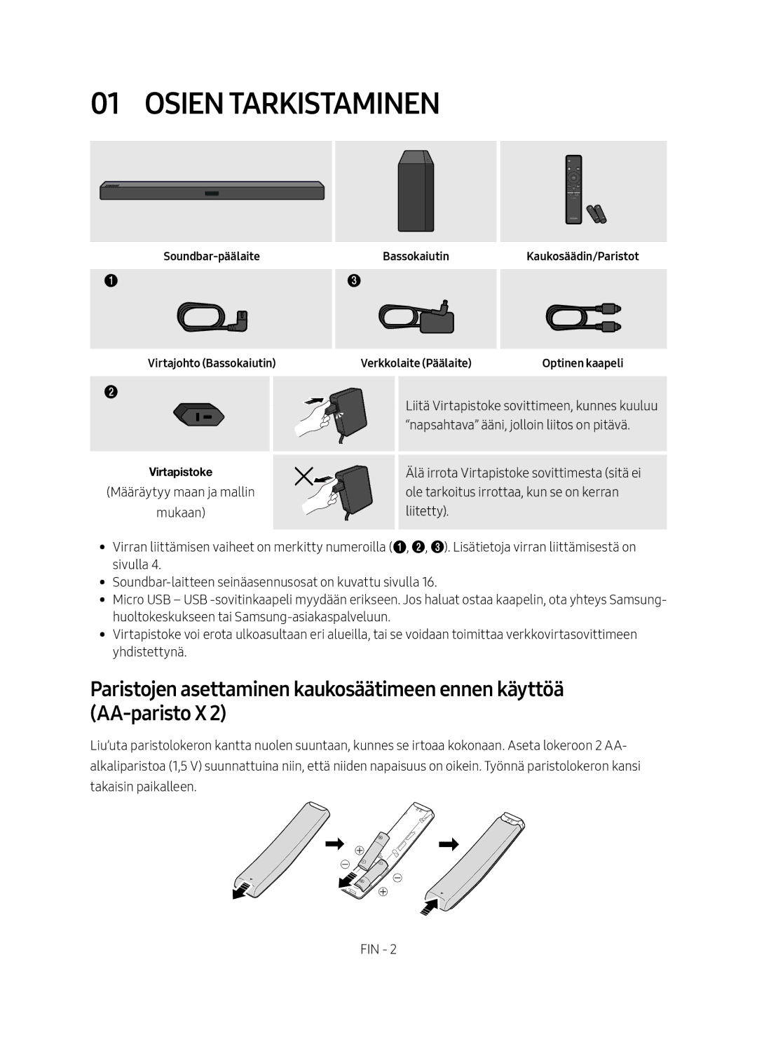 Samsung HW-M369/XE manual Osien tarkistaminen 