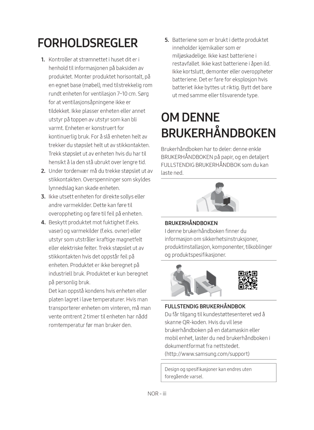 Samsung HW-M369/XE manual Om denne brukerhåndboken, Brukerhåndboken 