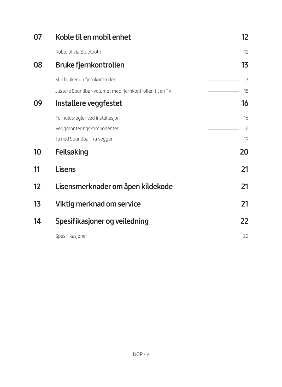 Samsung HW-M369/XE manual Koble til en mobil enhet, Bruke fjernkontrollen, Installere veggfestet, Koble til via Bluetooth 