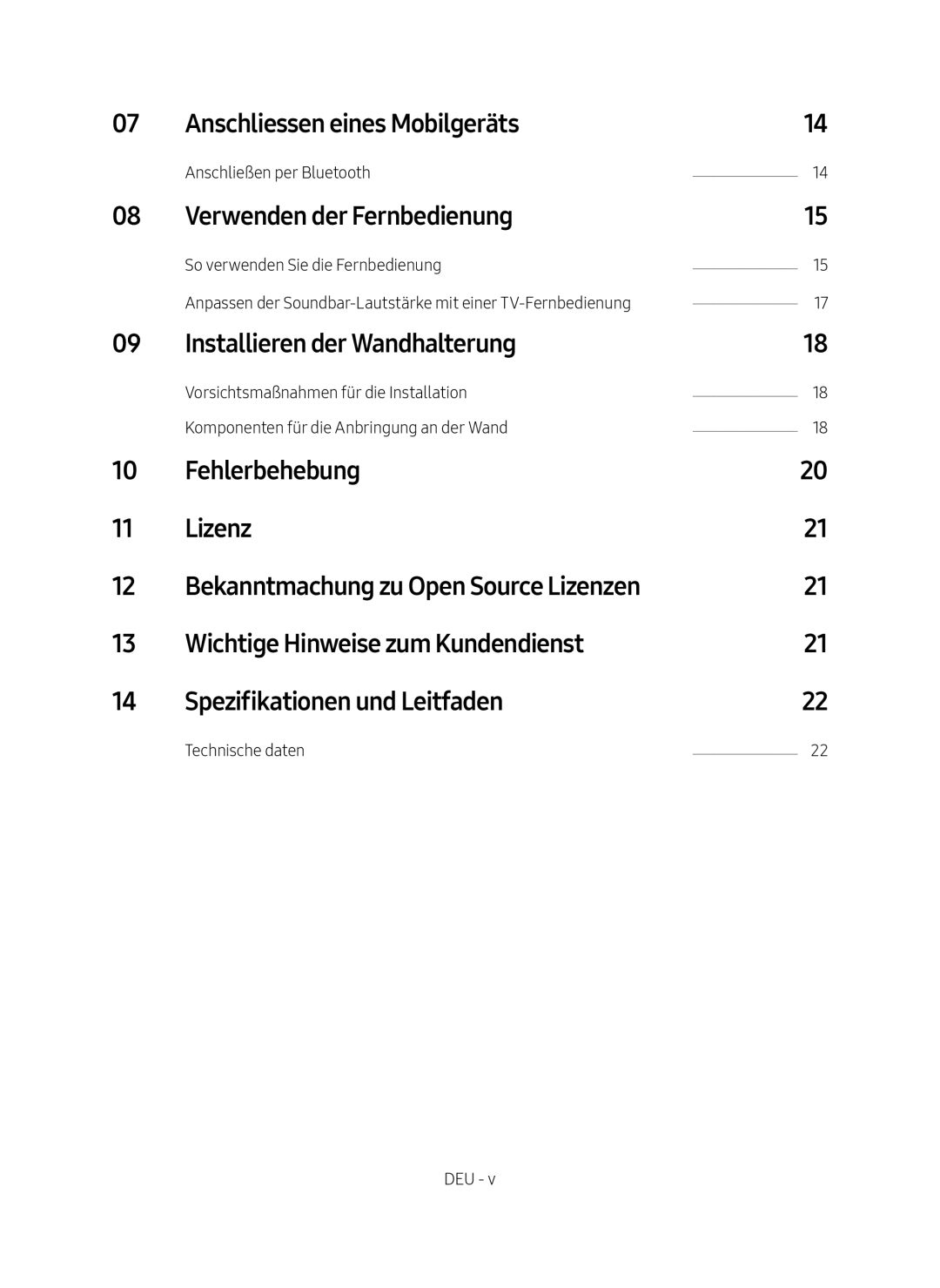 Samsung HW-M4500/EN manual Anschliessen eines Mobilgeräts, Verwenden der Fernbedienung, Installieren der Wandhalterung 