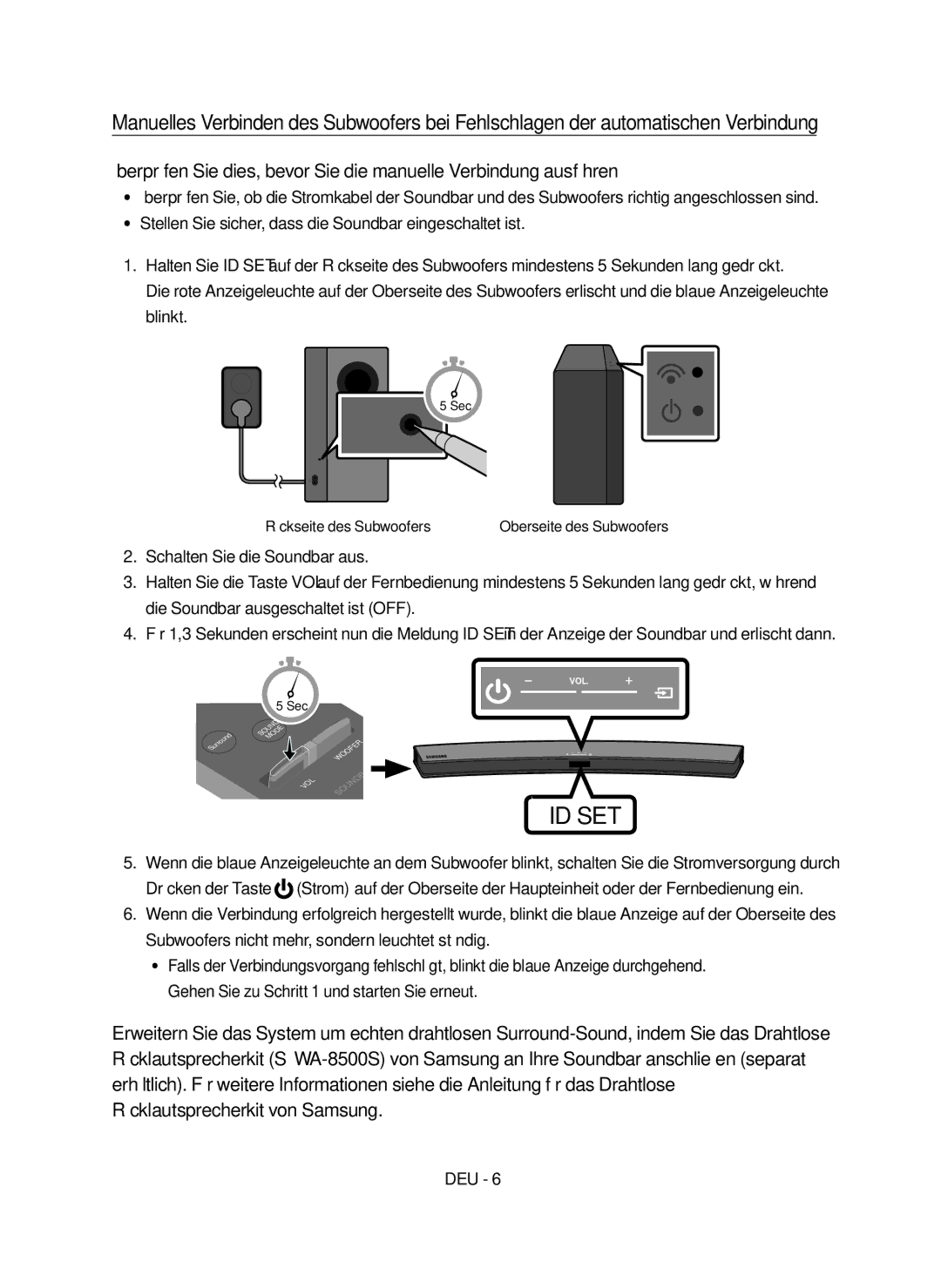 Samsung HW-M4500/EN manual Rückseite des Subwoofers 