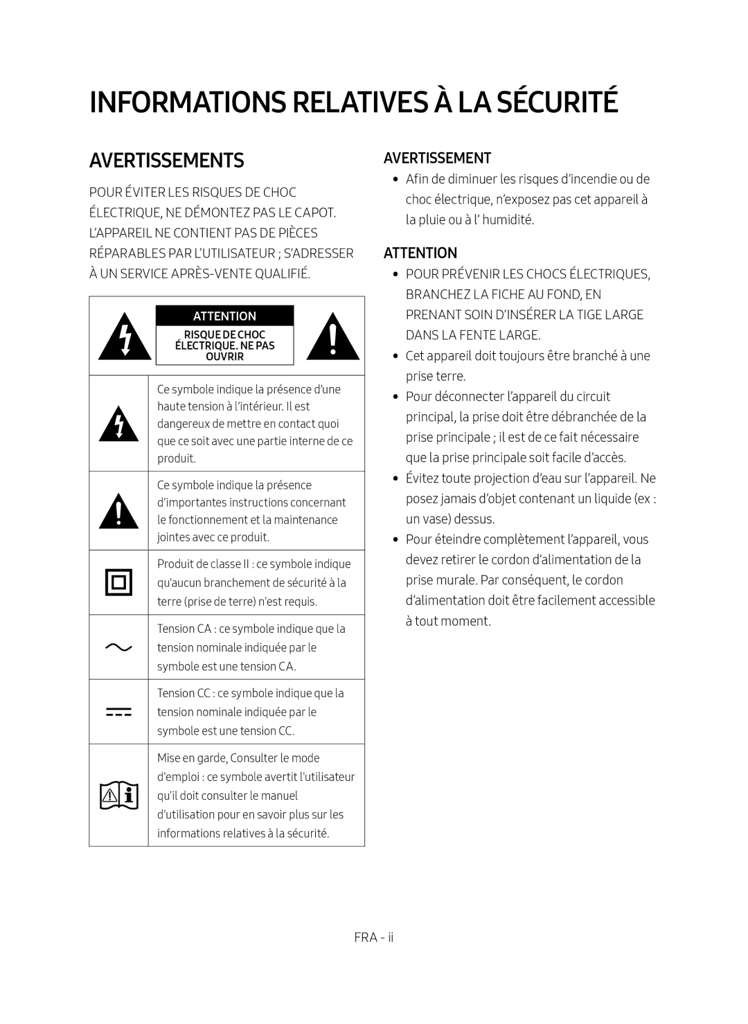 Samsung HW-M4500/EN manual Informations Relatives À LA Sécurité 