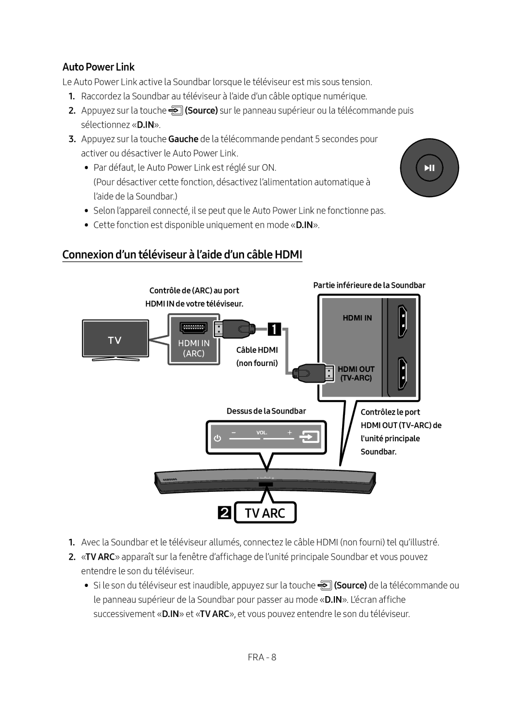 Samsung HW-M4500/EN manual Connexion d’un téléviseur à l’aide d’un câble Hdmi 