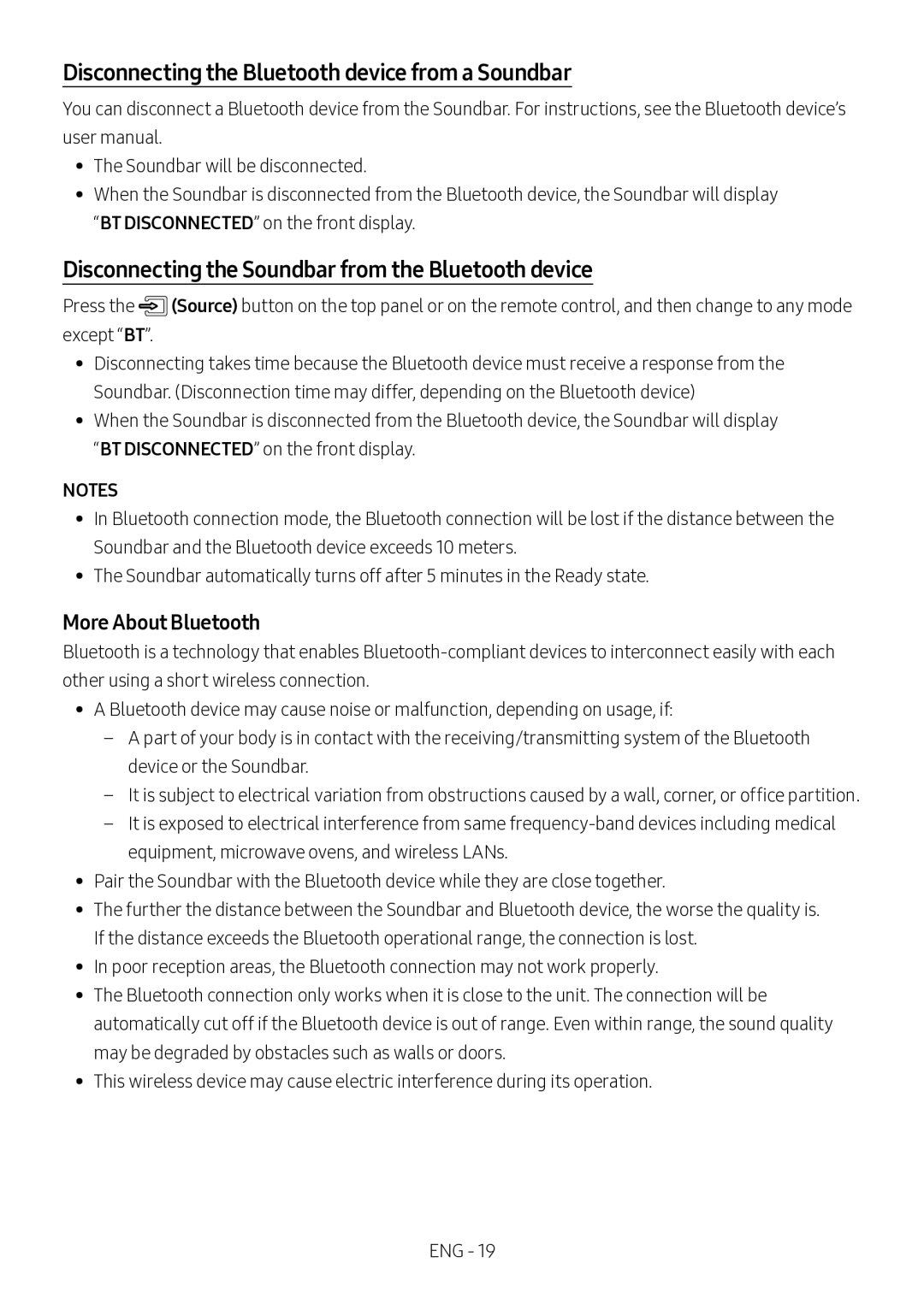 Samsung HW-M4500/XV manual Disconnecting the Bluetooth device from a Soundbar, More About Bluetooth 